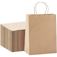 Aakriti Craft Paper Bags, Gift Bags With Handles, Small Craft Shopping Bags For Boutique, Small Business, Retail Stores, Gifts & Merchandise (12.5"X6"X16.5" Inch) Large Brown Bag 15Pcs