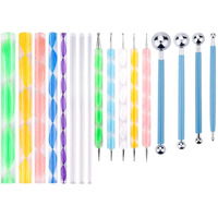EsKube Nail Art Emboss Ball Tool Piece, Dotting Tool Set With Mandala Tool, 17Pcs Set, Multicolour