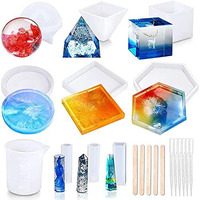 Elephantboat 20 Pcs Resin Moulds Silicone, Resin Moulds For Craft For Pen Holder, Flower Pot, Coaster, Pendants, Candle Molds & Holders Sticks, Epoxy Resin Art Kits, Multi Colour