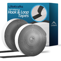 Lifekrafts Self Adhesive Hook Tape & Self Adhesive Loop Tape For Stationary, Pictures, Tools, Household Purposes, Schools And Office (2M X 25Mm Hook & Loop Tape, Black Color)