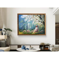Elegance Good Shephered Of Jesus Christ Wall Painting Christian Art Painting With Natural Teakwood Frame For Home Decor,Office,Gifts Painting Size- 13 Height X 17 Length Inch