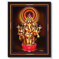 Pavan Photo Laminations Drishti Ganapathi For Entrance Vastu Ganesha Wall Painting Framed Home Decor (Wood,Matte,Brown,Small Size,6 X 8 Inch) B285S