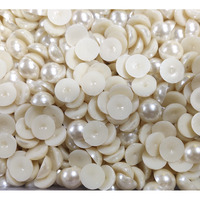 Omx Pearl Beads Half Cut, Off White(12 Mm Diameter, Set Of 300 Beads) Acrylic Plastic