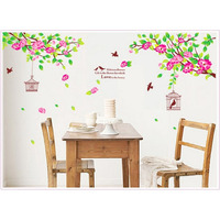 Jaamso Royals Happy Trumpet Flower Pentunia Bird Wall Sticker For Home Dcor