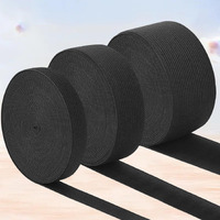 Aakriti Black Woven Elastic Bands For Sewing  Stretch Waistband Elastic For Clothing & Crafts, Set Of 3 Rolls (1", 1.25", 1.5" Widths, 5 Meters Each)