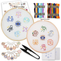 Picknmake Diy All Zodiac Sign Keychain Making Kit  Embroidery Kit For Beginners, Cross Stitch Kit For Astrology Lovers  Includes Threads, Fabric, Hoop, Needles, And Key Loops