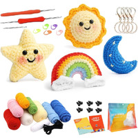 Patpat Cotton Diy Crochet Kit Set Of 4 - Cartoon Stuffed Toy Material Kit With Tools And Tutorials - Starter Friendly Pendant Making Set, Multicolor