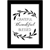 Tied Ribbons Grateful Thankful Blessed Printed Inspirational Quote Framed Poster (25.9 X 34.5 Cm, Multicolour)