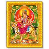 Pavan Photo Laminations Durga Maa Mata Devi Goddess Sherawali Ji Ambe Wall Painting Framed Home Decor (Wood,Matte,Gold,Small Size,6 X 8 Inch) R169S