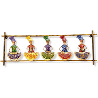 Anshika International Antique 5 Musician Doll Metal Wall Art Frame, Wall Hangings For Home Decoration, Wall Sculpture For Living Room, Wall Hanging Decorative Items (Size: 40X15In)
