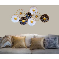 Anshika International Vintage Multi Flower Metal Wall Art Frame, Wall Hangings For Home Decoration, Wall Sculpture For Living Room, Wall Hanging Decorative Items (Size: 35X18 In)