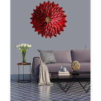 Anshika International Antique Red Flower Metal Wall Art Frame, Wall Hangings For Home Decoration, Wall Sculpture For Living Room, Wall Hanging Decorative Items (Size: 24X24In)