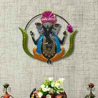 Rsn Lord Ganesha Metal Wall Art Wall Sculpture Wall Hanging Showpiece Perfect For Home Decoration, Living Room (Size-24.5X23 Inch)