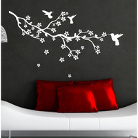 Sticker Yard Flowers Branch Wall Sticker & Decal (Color - White Matte Finish Pvc Vinyl Size -119Cm X 71Cm)