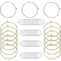Diy Crafts 30 Pcs, Nickel, Wine Glass Charm Rings Open Earring Beading Hoop Party Favor For Beading & Jewellery-Making Silver/Gold/Nicel/Mehandi (30 Pcs, Nickel)