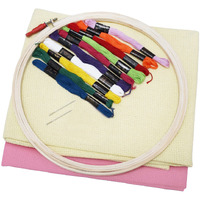 Asian Hobby Crafts Embroidery Kit (Pink Cream), Wood