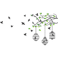 Dreamkraft Flying Bird With Cage Wall Sticker | Eye Catching Wallpaper For Home Decor (Multicolor, Pvc Vinyl, 76 X 136 Cm)