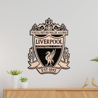 Tenorarts Liverpool Fc Merchandise Wooden Logo Crest Wall Hanging Accessories Decor Art Piece With Matt Finish Wooden Texture (12 Inches X 12 Inches)