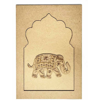 Adikala Mdf Jharokha With Elephant Left Side Face Engraved Design & Square Shaped Base Cutout Diy Craft
