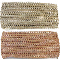 Embroiderymaterial Golden Samosa Design Gota Patti Trim Lace Rolls For Edges Of Saree, Blouse, Kurti & Dresses (Beige Gold & Rose Gold, 1.1Cm Width, 2 Rolls, 18 Meters/Roll)