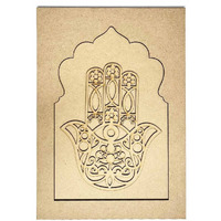 Adikala Mdf Jharokha With Laser Cutting Hamsa Hand & Square Shaped Base Cutout For Diy Craft