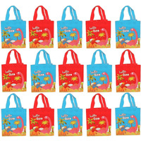 Nizomi 15 Pc Dinosaur Party Favor Bags - Dinosaur Themed Waterproof Carry Bags - Perfect For Return Gifts, Birthday Presents, Baby Shower, Christmas For Boys, Girls, Kids (Multi Color)