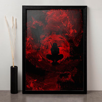 Soulabiti Naruto Itachi Uchiha Of The Hidden Leaf Village Poster Wall Frame Art (12-Inches X 18-Inches, Framed With Glass) Itachi Poster|Itachi Poster Framed|Itachi Wall Frame