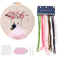 Hasthip Diy Embroidery Art Craft Kit Romantic Rose New Couple Diy Embroidery Desk Decoration Beginners Diy Wedding Gift, Includes Color Yarns, Needles, 20Cm Dia Embroidery Hoop, Tutorial Instruction