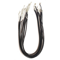 Omx Suede Korean Leather Necklace Cord With Lobster Clasp For Jewelry Making With 2" Chain Extension End (Size -17 Inches Long) (10Pc) (Black)