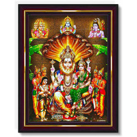 Pavan Photo Laminations Lakshmi Narasimha Swamy Lord Narsingh Bhagwan Wall Painting Framed Home Decor (Wood,Matte,Brown,Small Size,6 X 8 Inch) B593S