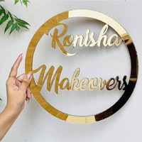 Sure Laser Cut Personalized Acrylic Couple Name Wall Hanging For Birthday Anniversay Wedding And Valentine Day Gift 12X12 Inch, Medium, Gold Shining