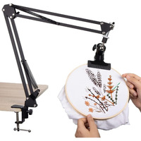 Hasthip Embroidery Hoop Holder Metal Embroidery Hoop Stand 360 Adjustable Embroidery Stand Retractable Arm Design Screw Fixing Desk Embroidery Hoop Stand Third Hand For Diy Embroidery Craft.