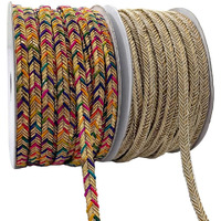 Embroiderymaterial Zari Trim Laces And Borders Material For Saree, Dupatta, Blouse, Kurti & Other Dresses (2 Rolls, 1Roll/Color, 17 Meters/Roll, Multicolor & Beige Gold)