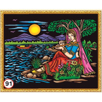 Tez Diy - Emboss Painting Kit, Ektar Playing Lady, Medium(13X19 Inch), Design No. 91