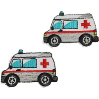Hope Kart Cloth Patches For Torn Clothes Applique Embroidery Patch For Jackets Sticker Iron Press Or Sewing Stitch For Kids Jeans Adults, Pack Of 2 (Ambulance)