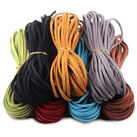Diy Crafts As Image Colour No# 2, Pack Of 20 Mtr, 20Mtr Mix 15 Colour 3X1.4Mm Faux Suede Cord Roll String Leather Lace Beading Thread Leather Cording Fo (As Image Colour No# 2, Pack Of 20 Mtr)