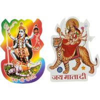 Purpledip Vinyl Stickers Set Durga & Kali: For Home, Temple, Or Car Decoration (12721A)