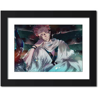 Tenorarts Sukuna Poster Jujutsu Kaisen Anime Laminated Poster Framed Painting With Matt Finish Black Frame (12Inches X 9Inches)