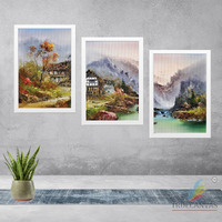 Truecanvas Abstract Canvas Painting Set Of 3 Wall Hanging Frame For Home, Living Room Gallery & Office, White, Size 13.50 X 19.50 Inch, Sf250