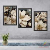 Truecanvas Abstract Canvas Painting Set Of 3 Wall Hanging Frame For Home, Living Room Gallery & Office, Black, Size - 13.50 X 19.50 Inch, Sf141