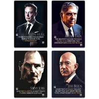 Beyondline Concepts Motivational Poster - Elon Musk, Ratan Tata, Steve Jobs, Jeff Bezos | 1St Edition | For Office, Living Room, Bedroom (A5)
