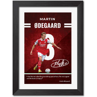 Tenorarts Martin Odegaard Poster Arsenal Laminated Photo Framed Painting With Matt Finish Black Textures (12 Inches X 9Inches)