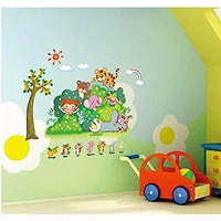Jaamso Royals Tiger Bears Cat Duck Cartoon Anima Design Self Adhesive Peel And Stick Wall Decor Wall Sticker For Home Decor And Wall Decor Wallsticker (45Cm X 60Cm)