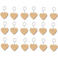 Adikala Heart Shape Mdf Key Chain Set, 20 Pieces, 50Mm Base, 27Mm Ring For Resin Craft Diy Painting
