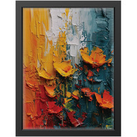 Uncover Mystery Abstract Acrylic Painting Print On Polyster Canvas Framed, Wall Art For Home, Office, Living Room Wall Decoration, (Size - 9.75 X 13.25 In) Frame Color : Black-022