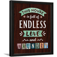 Chaka Chaundh - Laundry Room Bathroom Wall Decor - Laundry Room Wall Art - Framed Poster For Laundry Room - (14 X 11 Inches) (Wash Dry Fold Repeat - White)