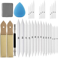Lakeer 33 Pcs Blending Stumps And Tortillons Set | Art Blender, Paper Stumps | With Sandpaper Pencil Sharpener, Pencil Extension Tool, Kneaded Eraser, Blender Sponge | Art Blenders For Sketching