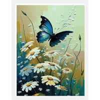Uncover Mystery Flower & Butterfly Digital Hd Print, Framed Poster Wall Art For Home, Office, Living Room Wall Decoration, (Size - 9.75 X 13.25 In), Frame Color : -White-007
