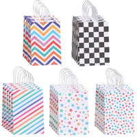 Hasthip 20Pcs Paper Gift Bags Gift Handbags Snack Bags Color Dots Strips Paper Gift Bags Colorful Paper Gift Bag For Party Favor, Birthday, Wedding Favor,Assorted