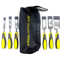 Jon Bhandari Tools Combo Of 6 Premium Wood Chisel 13Mm (1/2"), 19Mm (3/4"), 25Mm (1"), 32Mm (1-1/4"), 38Mm (1-1/2"), 50Mm (2") With Bag For Woodworking And Carving